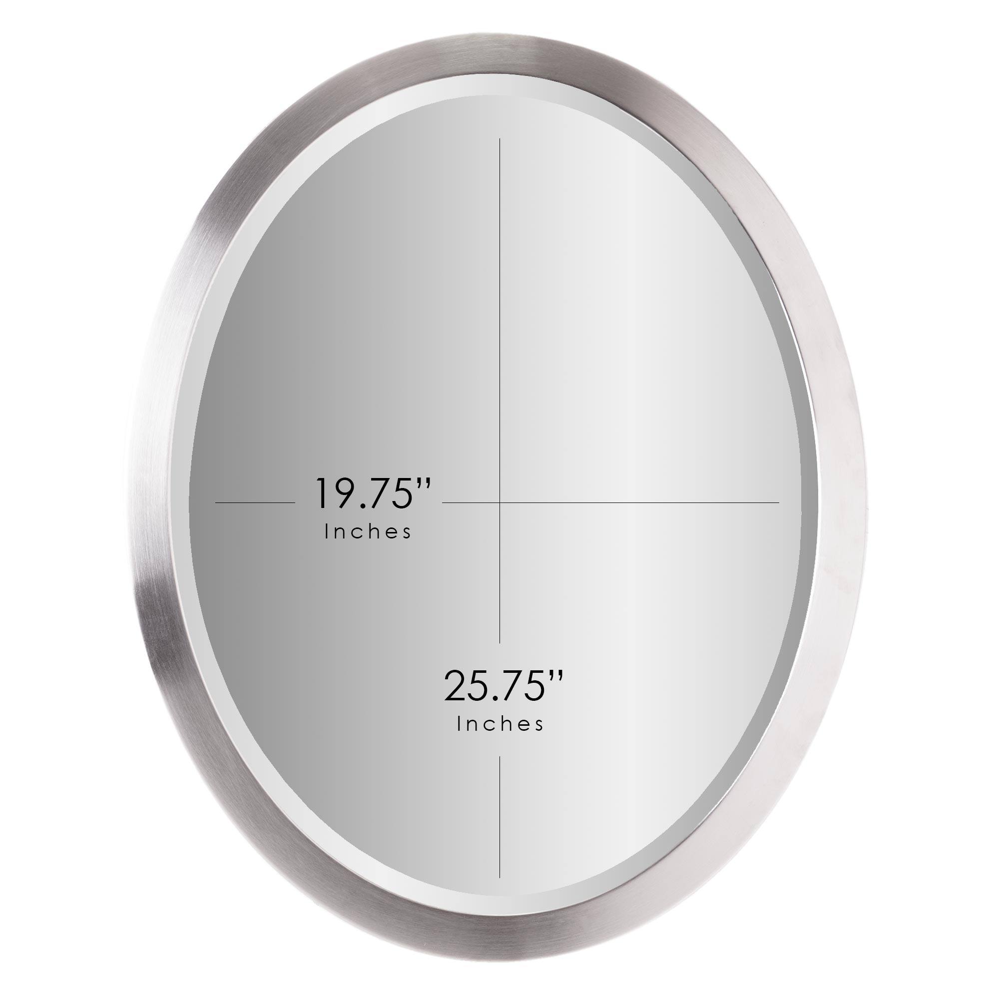 Classic Brushed Nickel Oval Metal Framed Beveled Vanity Wall Mirror - 23" x 29"